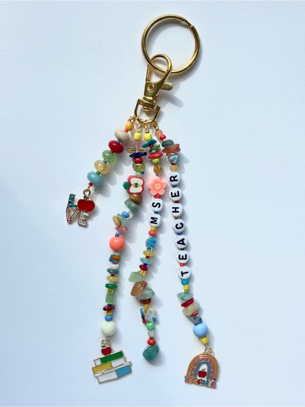 CUSTOMIZABLE Teacher Beaded Bag Charm - Handmade and Designed by Seller